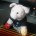 A really cute picture of Apple Pig on the train.  :@)